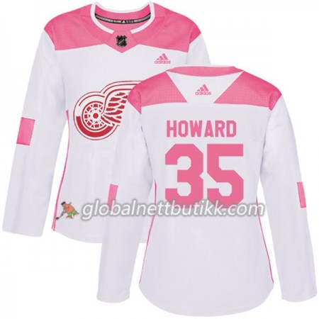 Detroit Red Wings Hockeydrakt Jimmy Howard 35 2017-2018 Hvit Rosa Fashion Adidas Authentic - Dame